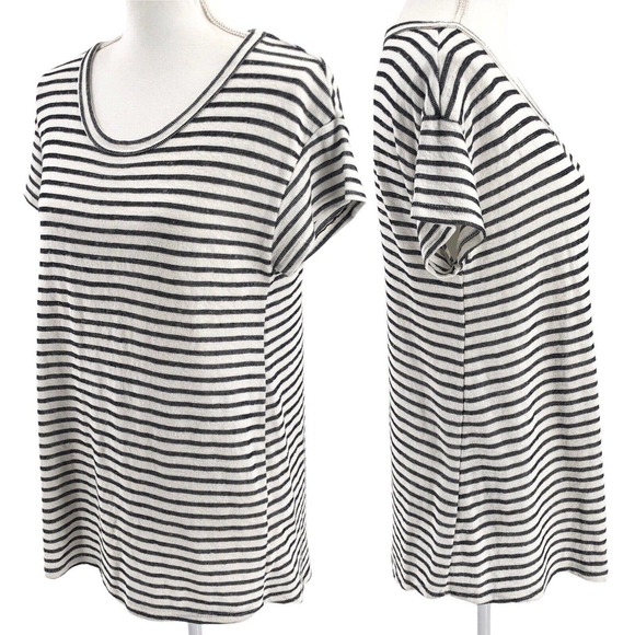 Andree by Unit for Anthropologie Womens Size Medium Striped Split Back Shirt - Picture 3 of 9